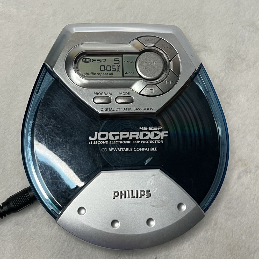 Philips Jogproof Portable CD Player 45 ESP Silver Blue AX5111/17 Tested Working